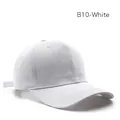 Classic white six-panel cotton baseball cap with adjustable strap and curved brim - White