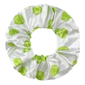 Chouchou en satin blanc brillant avec motifs de balles de tennis vert pour sport - Tennis Blanc