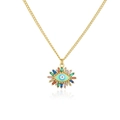 Detail der 18K vergoldeten Evil-Eye-Halskette mit bunten Zirkonia und Emaille-Design - Blaues Zentrum-22435