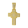 Collana hip hop con pendente a croce placcato oro e strass trasparenti scintillanti - Solo ciondolo dorato