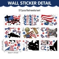 57Pcs American Independence Day window decals with flag and soldier silhouettes - 9 Sheets Set (57 Pcs)(UV26Y80269S_T)