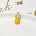Macro detail of a yellow enamel pineapple charm for DIY jewelry making accessories - 06# Small Pineapple