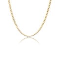 Detail of 18K gold plated curb chain necklace showing polished flat metal links - Single NK Cuban Chain / Gold