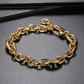 Elegante pulsera de cadena cubana dorada con diseño de ancla y cierre de langosta - Dorado