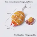 Realistic tempura crab claw keychain in golden fried finish, 6.5cm decorative bag charm - Salad Sauce Golden Breaded Crab Claw (Keychain)