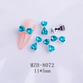 Sky blue heart bow nail charms with silver alloy base for manicure, size 11x5mm - Blue Silver Base Bow (8072)