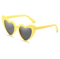 Fashionable heart-shaped sunglasses with yellow frames and dark grey lenses for women - Yellow Frame Grey Lens