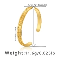 Macro view of gold 18K plated bangle with curb chain design and size measurements - Cuban Link Mix