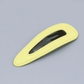 Bright yellow PU leather BB hair clip with matching stitching and black metal base - Teardrop Yellow