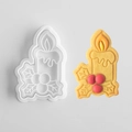Christmas candle and holly cookie mold with colorful decorated icing biscuits - Christmas Candle