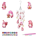 DIY Valentine's Day diamond painting wind chime kit with heart gnomes and crystals - Pink Gnome Champagne Style