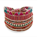Ethnic African print elastic headband featuring red, blue, and yellow geometric patterns - Style 61
