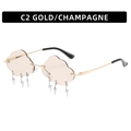 Occhiali da sole a nuvola senza montatura con pendente a fulmine oro e champagne - Montatura Oro Lenti Champagne