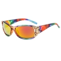 Rectangle butterfly sunglasses with colorful tie-dye frame and orange gradient lenses - Rainbow Frame Red Lens