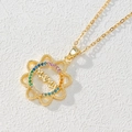 Golden sunburst MAMA pendant necklace featuring colorful zircon crystals on a fine chain - Sunflower MAMA Letter/Multicolor Rhinestone