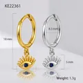 925 silver evil eye hoop earrings with blue stone in gold and silver finishes - Evil Eye Pendant Hoop-KE22361 / Gold