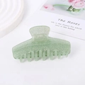 Elegant light green glitter hair claw clip in a minimalist resin design for women - Matcha Green