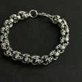 Vintage silver skull bone bracelet for men featuring detailed metal skeleton links - No.5 Skull 21cm