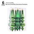 Set da 6 ornamenti natalizi verde smeraldo con strisce verticali lucide - Verde