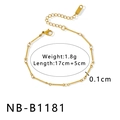 Golden 18K gold plated stainless steel twist chain bracelet, 17cm plus 5cm length - Decorative Simple Fine Chain (NB-B1181)