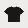 Slim fit black crew neck sports T-shirt with cross logo embroidery on smooth rib fabric - XS / Wild Black
