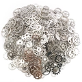 Mixed silver and bronze steampunk mechanical gears for DIY jewelry and vintage crafts - 30 g / Antique Silver