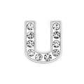 Sparkling rhinestone letter U charm in chrome alloy for DIY pet collars and jewelry - 10mm / Letter U with Rhinestone