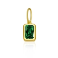 S925 sterling silver gold-plated pendant featuring a rectangle emerald green zircon stone - 18K Gold-May