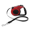 Retractable red and black cat and dog leash with nylon tape and durable plastic handle - 3M / Automatic Leash Red