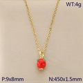 Colgante de manzana de esmalte rojo en una cadena de acero inoxidable dorado mujer - Manzana Roja (KN292103-Z)