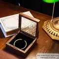 Retro walnut wood jewelry box with black velvet lining and embossed glass lid - Black Walnut Begonia Black Velvet Bracelet Box Type A