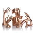 Support de bijoux avec buste de mannequin et mains articulées en or rose élégant - Set de 5 pièces / Doré