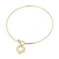 Minimalistisches Gold-Titanchoker mit herzförmigem, klarem Glasstein-Anhänger für Damen - Gold Klares Herz Stil (KN233250-Z)