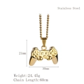 Retro game controller necklace in gold stainless steel with dimensions and chain detail - 60cm Curb Chain / Gold