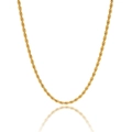 Detailed close-up of 18K gold plated stainless steel rope chain with elegant reflections - 3mm Rope Chain