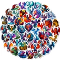 Set di adesivi draghi Wings of Fire impermeabili dai colori vivaci per decorazione DIY - 50 Pezzi Draghi di Fuoco