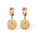 Orecchini a cerchio dorati stile boho con ciondoli occhio del diavolo e pietre colorate - Pendaglio Rotondo Evil Eye / Oro
