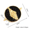 Gold-plated crown heart connector with Virgin Mary relief and black zircons - M588982-Gold