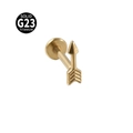 Piercing lèvre flèche dorée en titane G23 avec finition métallique brillante - Flèche / 1.2x8mm (16G) / Or