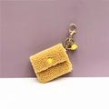 Cute yellow plush coin purse keychain with soft teddy fleece texture and golden metal ring - Yellow