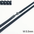 5.5mm black stainless steel curb chain necklace with durable lobster clasp for men - 5.5mm Black / Necklace 45cm