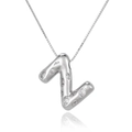 Macro detail of silver bubble letter Z pendant necklace with sparkling zircon stones - Letter Z