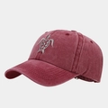 Gorra de béisbol vintage de algodón lavado granate con bordado de tortuga y correa ajustable - Ajustable / Burdeos