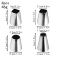 Detailed size specifications for a set of 4 large stainless steel piping nozzles for baking - 4Pcs Set Round Square 18-Teeth Piping Nozzles