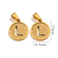 Golden 18K stainless steel round letter L pendant with a frosted sand finish - Letter L - Gold
