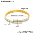 Detailed view of gold nail spiral bracelet with cubic zirconia in stainless steel - Nail Spiral Shape Style (Z172)