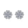 Sparkling S925 sterling silver flower stud earrings set with clear cubic zirconia - Flower Earrings Led-36