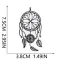 Detailed view of dreamcatcher embroidery patch with 7.5cm height dimension markers - No. 2 - Dreamcatcher