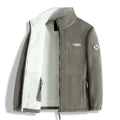 Giacca in pile invernale da uomo con collo alto, fodera calda e ricamo outdoor - XS / Cachi
