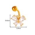 Golden butterfly navel ring with cubic zirconia stones and 1.29cm width detail - Golden Butterfly (0199-5# Gold)